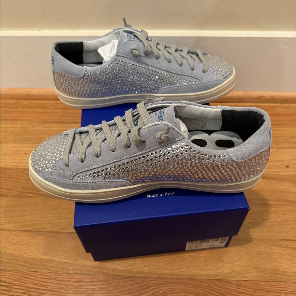 P448 John Lagoon Sparkling light Blue Sneakers Size 39 NWB